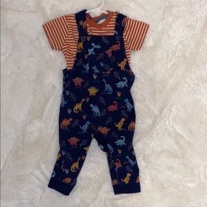 Orange and Blue Dinosaur Print Overall Outfit 6-12 months